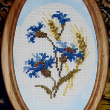 Работа «Васильки с колосьями пшеницы»