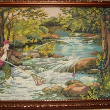 Работа «Рыбак на таёжной реке»