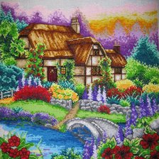Работа «Домик в цветущем саду»