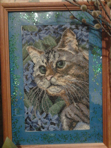 Работа «Кот в синих цветах»