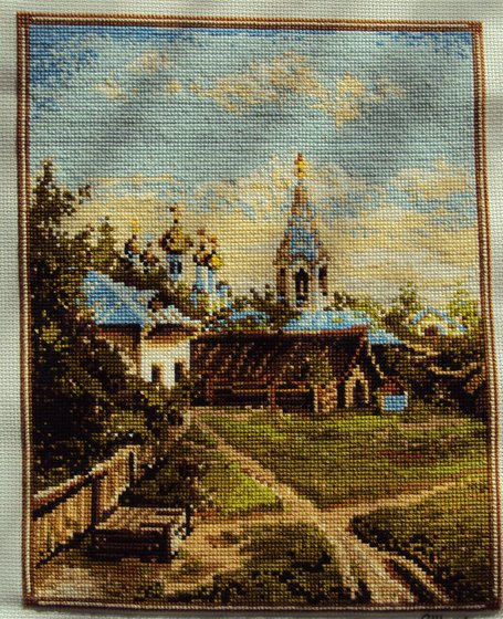 Работа «Московский дворик (29х39 см., 13 цветов, шерсть, "Риолис")»