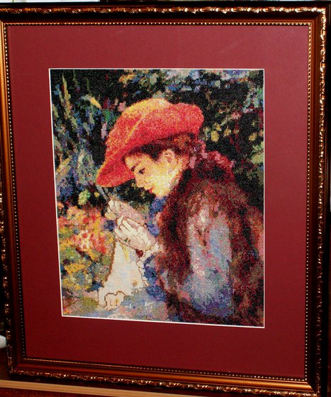 Работа «мадемуазель Мари-Тереза Дюран-Рюэль за шитьём. Ренуар 1882г.»