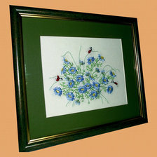 Работа «Летний сюжет (ленты + швы мулине)»