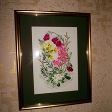 Работа «Лесная фантазия (ленты + швы мулине)»