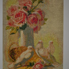 Работа «Голуби и розы»