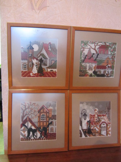 Работа «Город и кошки. Времена года.»