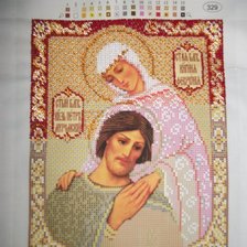 Работа «икона "Св. Петр и Феврония Муромские" в процессе работы.»