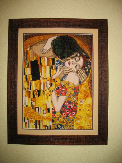 Работа «Климт. Поцелуй. Нитки шерстяные.»
