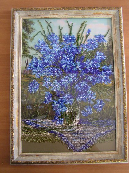 Работа «васильки бисером»
