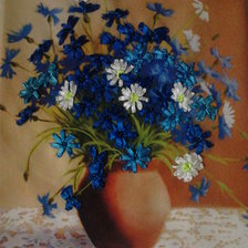 Работа «Мой первый опыт вышивки лентами.»