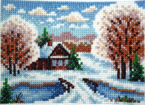 Работа «Избушка в снегу»