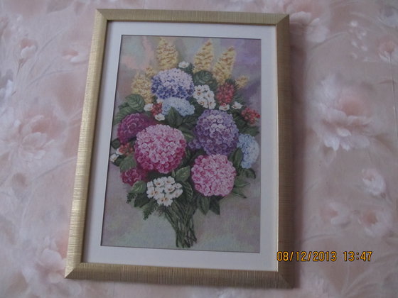 Работа «Букет гортензий»