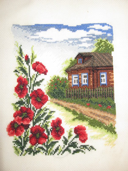 Работа «Цветы у дома»