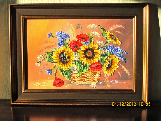 Работа «Букет с подсолнухами (бисер)»