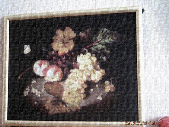 Работа «натюрморт персики и виноград»