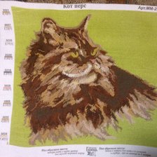 Работа «Котик по канве с нанесенным рисунком»