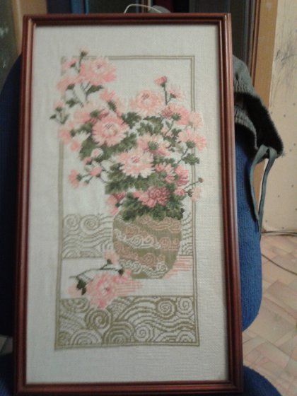 Работа «Хризантемы в вазе»