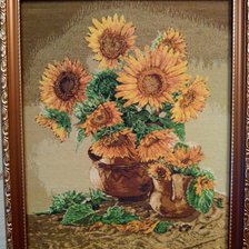 Работа «Подсолнухи в глиняном горшке»