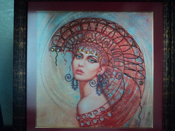 Работа «Роксалана. Частичная вышивка бисером.»