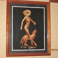 Работа «Серия "Золотые миражи". Девушка с волком.»