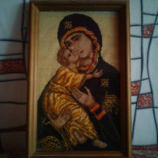 Работа «Богородица. Первая вышивка гобеленом»