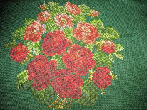 Работа «Скатерть "розы" изнанка»