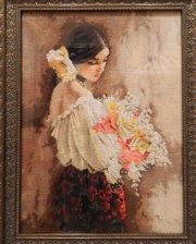 Работа «девушка с цветами»