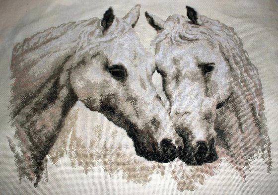 Работа «Пара белых лошадей.»