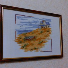 Работа «Триптих "МОРЕ" правый фрагмент "ДОМИК НА ПЛЯЖЕ"»