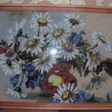 Работа «Ромашки в вазе (крестик)»