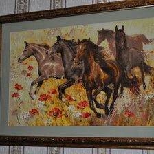 Работа «"Табун лошадей", Риолис 60х40»