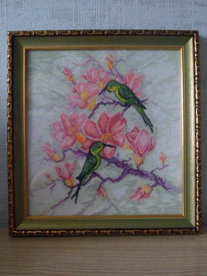 Работа «Птички на ветке сакуры.»