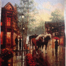 Работа «Весенний дождь, старинный город»