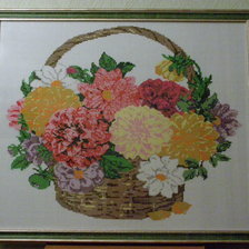 Работа «Георгины в корзине»