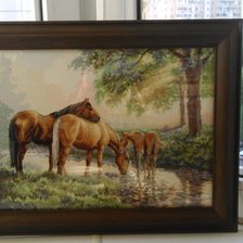 Работа «Лошади у источника, Dimensions»