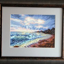 Работа «морской прибой с добавлением бисера.»