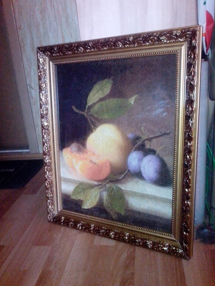 Работа «натюрморт "сливы с персиками"»