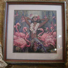 Работа «Розовые фламинго. Теперь в багете»