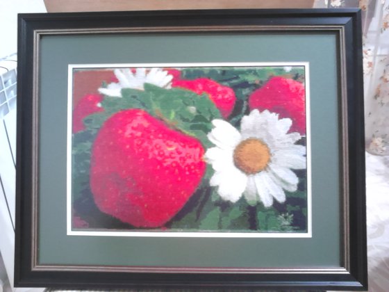 Работа «Клубника с ромашкой»
