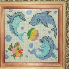 Работа «дельфины    вышивка бисером»