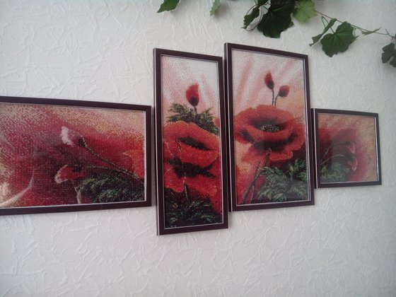 Работа «полная зашивка бисером "Маки"»