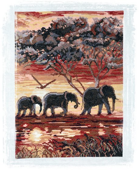 Работа «Триптих "Слоны идут на водопой (2)".»