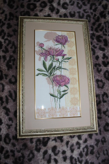 Работа «Картина вышитая крестиком "Пионы"»