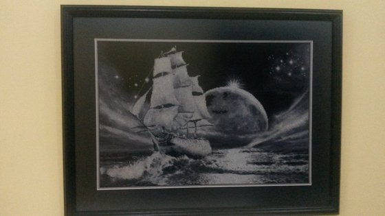 Работа «Луный путь - оформлена в багет.»