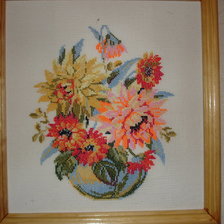 Работа «Розы и георгины»