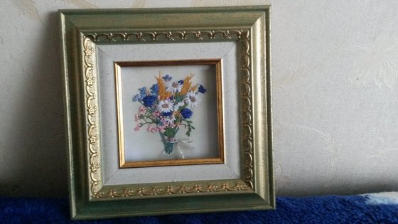 Работа «летний букетик лентами»