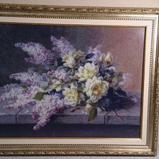 Работа «Сирень и желтые розы (художник Raoul de Longpre)»