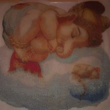 Работа «Ганешик с мышонком на облачке, индийская тематика»