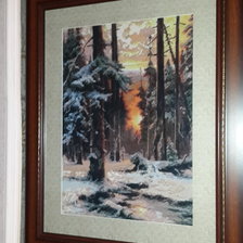 Работа «Закат в зимнем лесу»