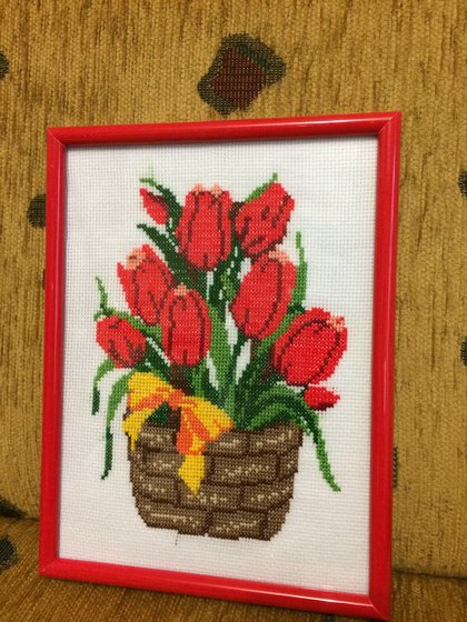 Работа «Тюльпаны в корзине»